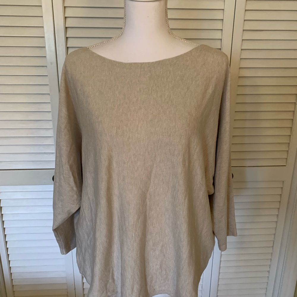 Vila Milano Beige Oversized Sweater with 3/4 sleeves Size XL NWT
